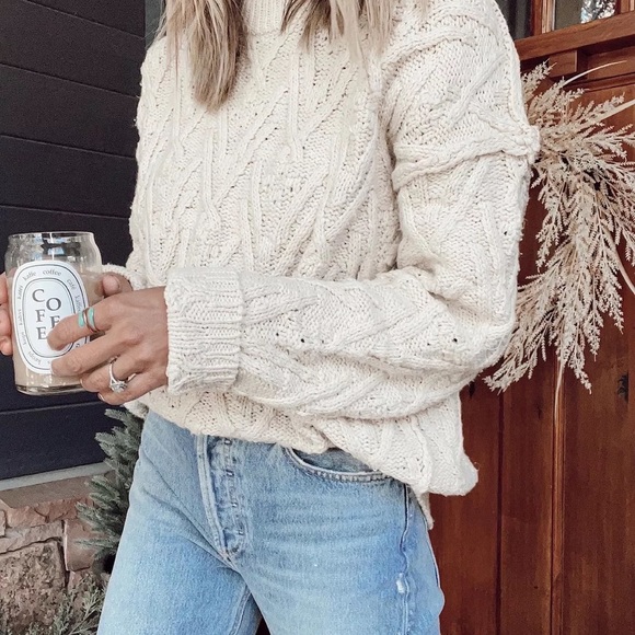 FREE PEOPLE White Isla Sweater L - Picture 4 of 7